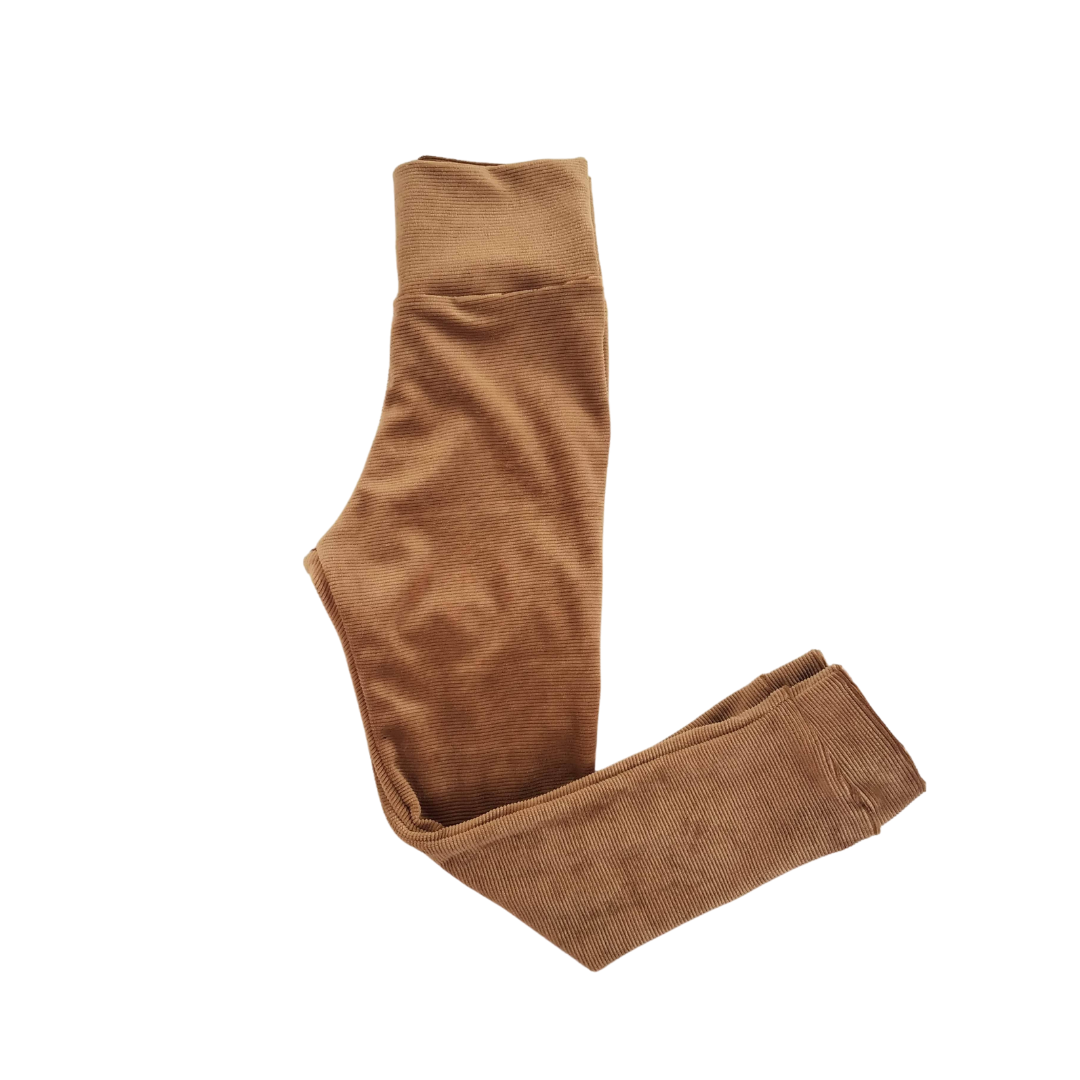 Camel Ribbed Kids Leggings