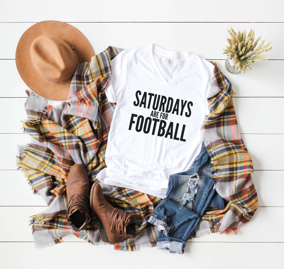 Saturdays Are For Football V-Neck Unisex Tee - Mattie and Mase