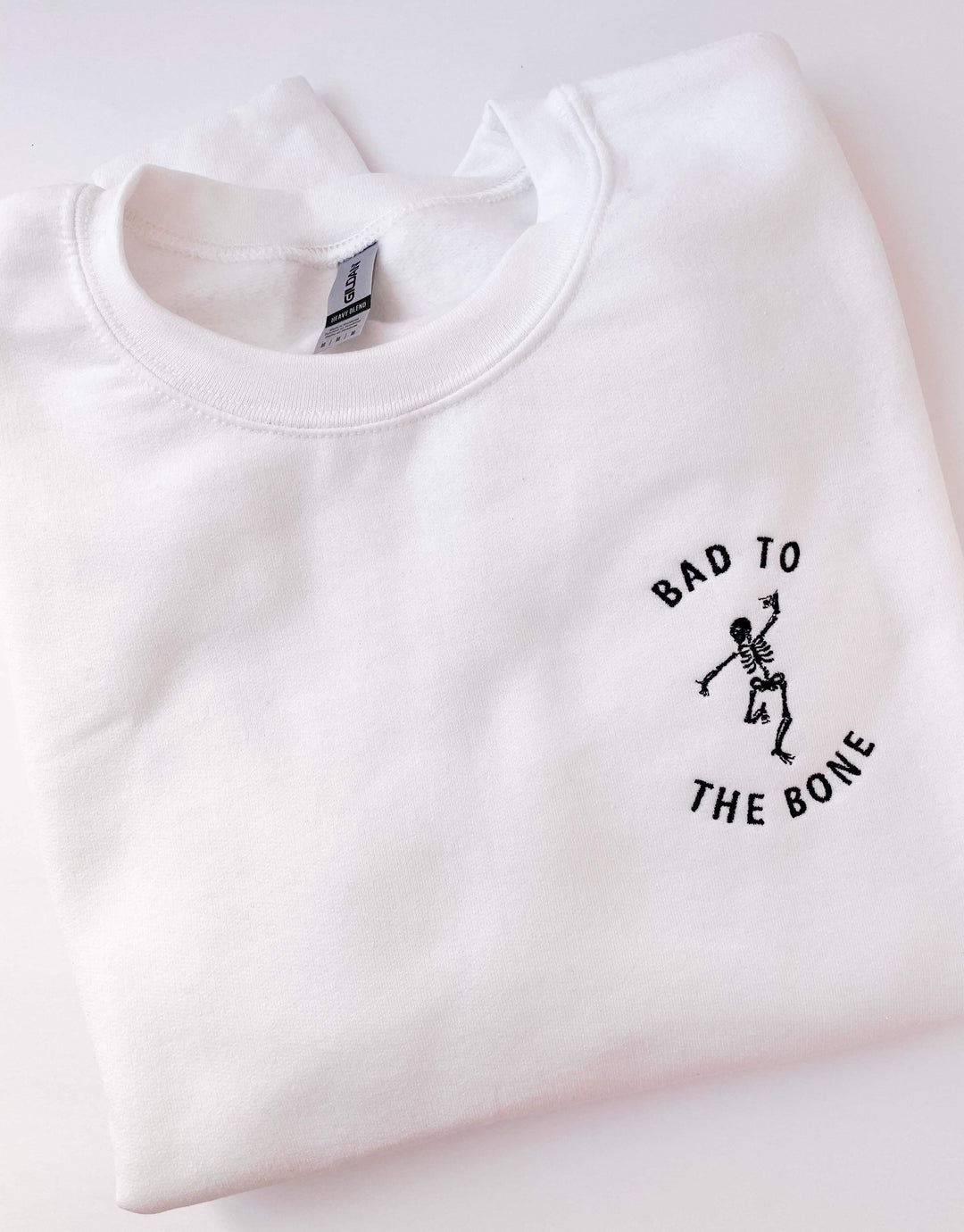 PREORDER: Bad to the Bone Embroidered Sweatshirt in Two Colors