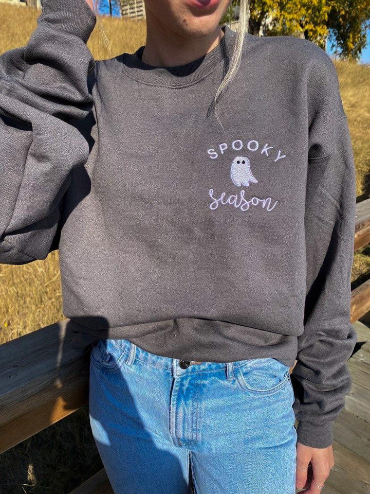 PREORDER: Spooky Season Embroidered Sweatshirt in Two Colors