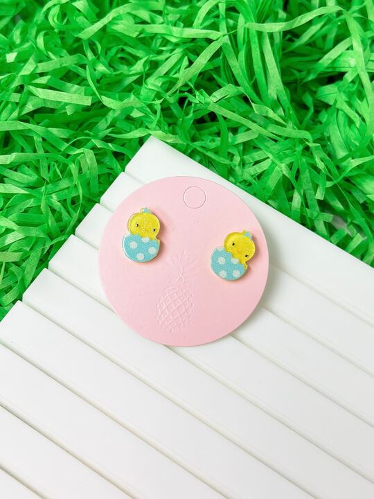 PREORDER: Acrylic Easter Chick Stud Earrings in Two Colors