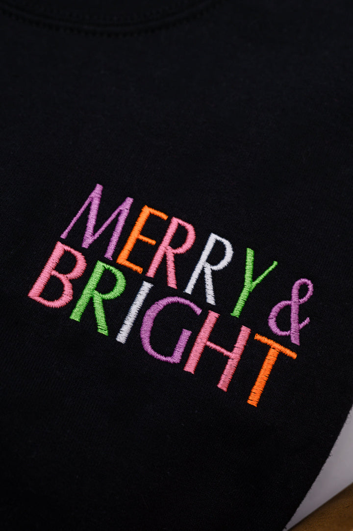 PREORDER: Merry and Bright Embroidered Sweatshirt