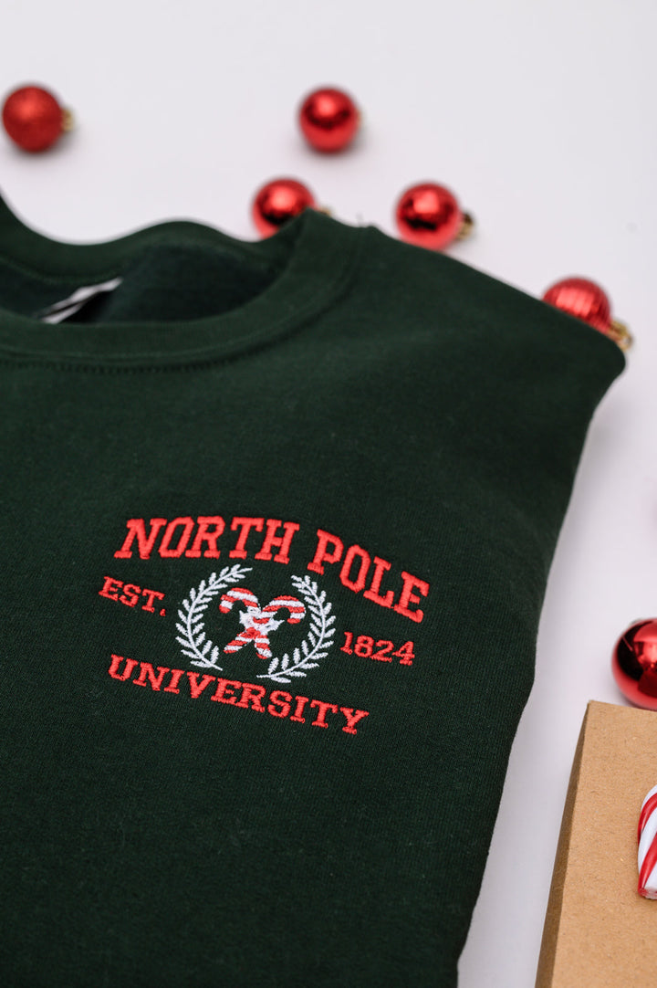 PREORDER: North Pole University Embroidered Sweatshirt