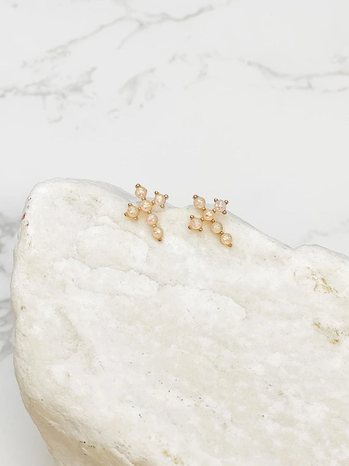 PREORDER: Opal Cross Stud Earrings