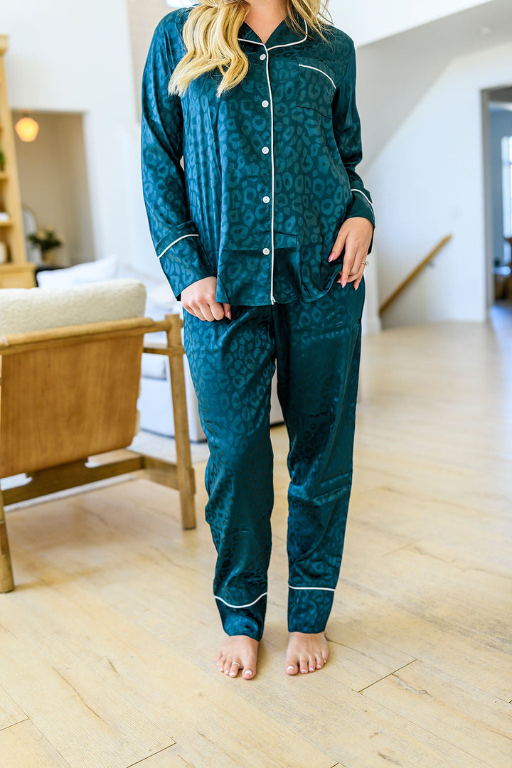 PREORDER: Leopard Satin Pajama Pants Set In Assorted Colors