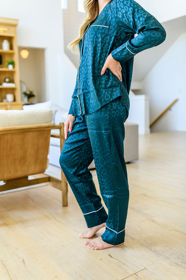 PREORDER: Leopard Satin Pajama Pants Set In Assorted Colors
