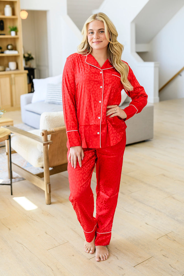PREORDER: Leopard Satin Pajama Pants Set In Assorted Colors