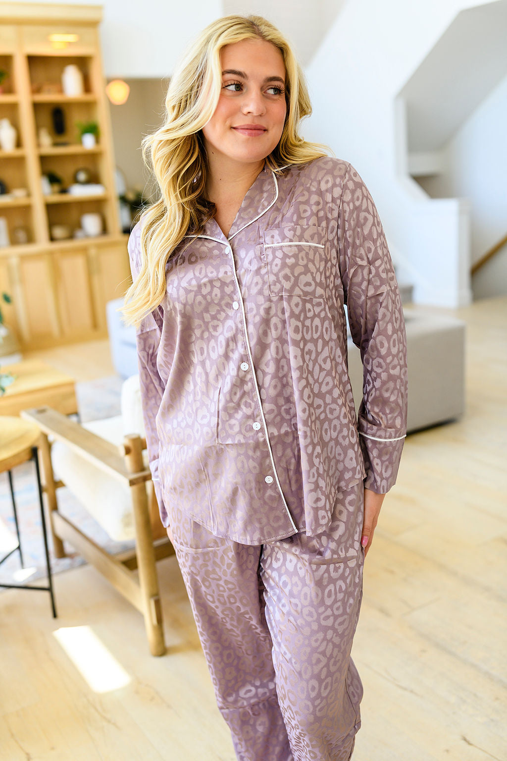 PREORDER: Leopard Satin Pajama Pants Set In Assorted Colors