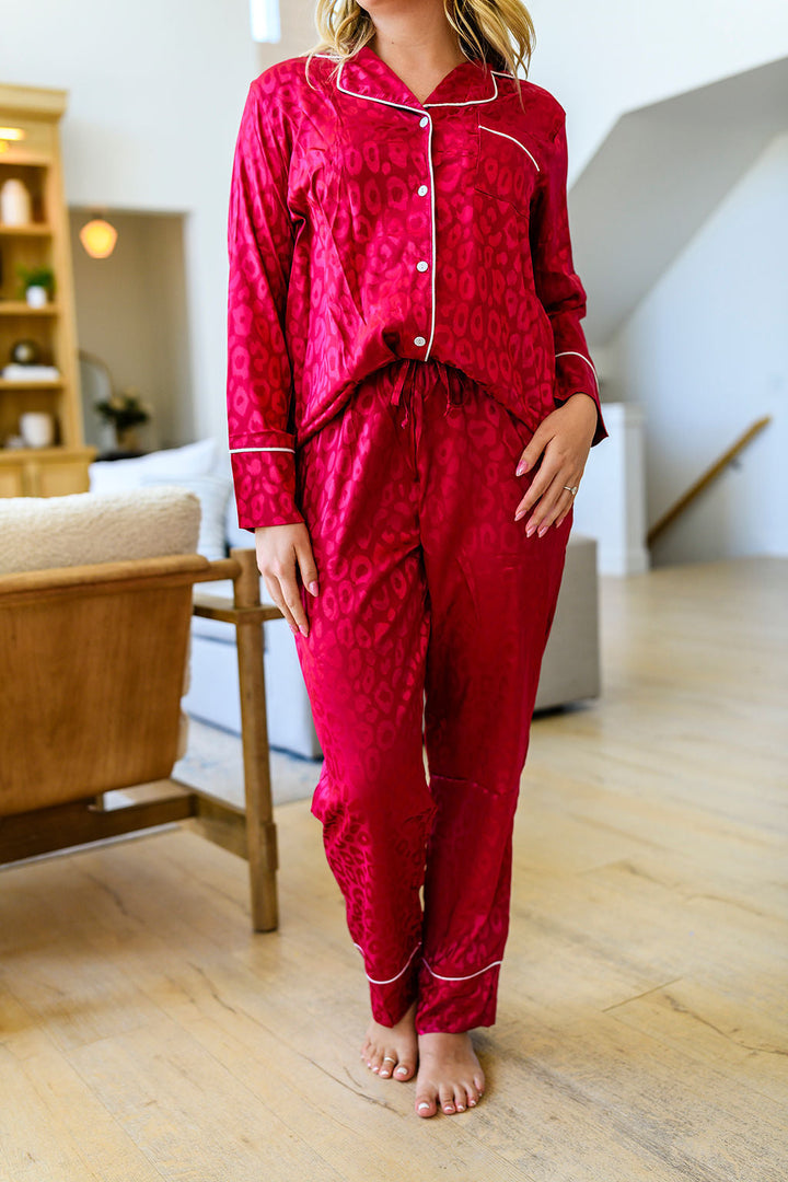 PREORDER: Leopard Satin Pajama Pants Set In Assorted Colors