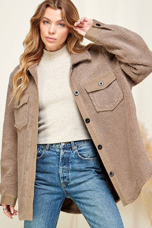 Estes Sherpa Jacket in Taupe (RTS)