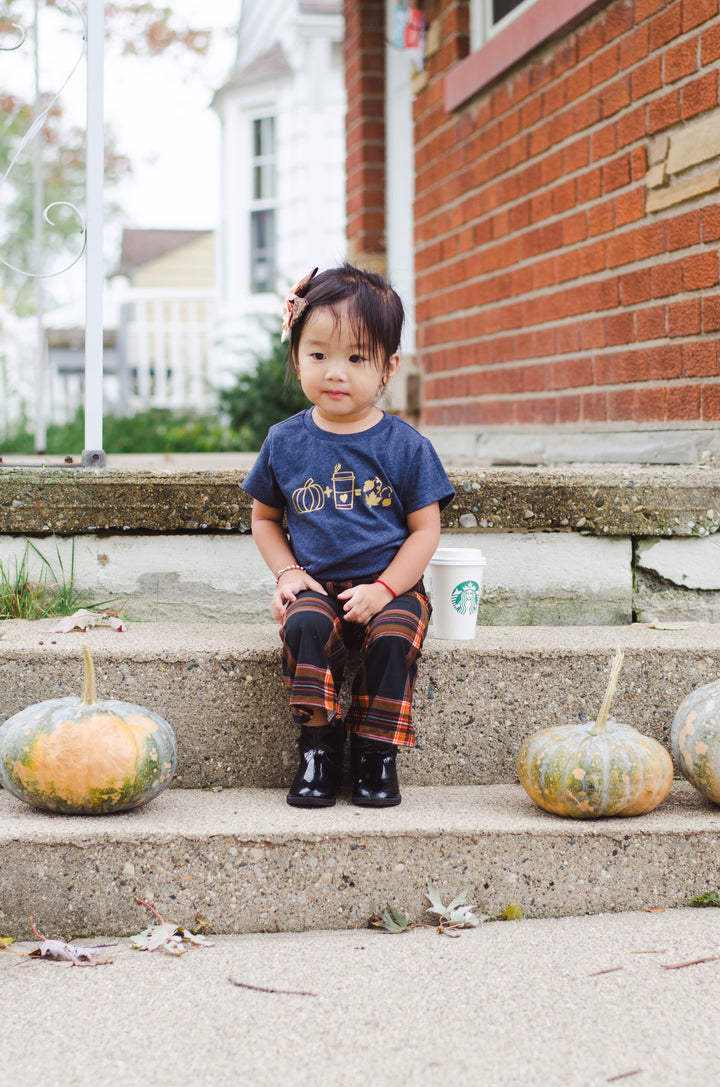 Pumpkin and hot cocoa fall tee for kids. shop mattieandmase.com